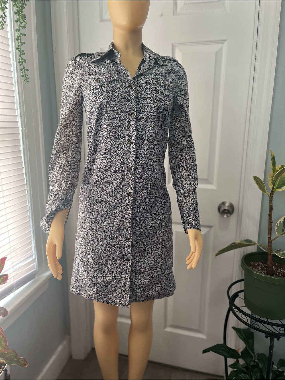 Tory Burch Brigitte Printed Cotton Poplin Shirtdress size 2